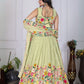 Rajwada Light Green Organza Embroidered Semi-Stitched lehenga For Women