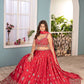 Rajwada Red Chinon Sequence Embroidered Semi-Stitched Lehenga For Women