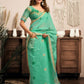 Rajwada Light Green Cotton Linen Zari Work Saree For Women