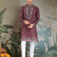 Rajwada Mauve Viscose Silk Embroidered Stitched Kurta For Men
