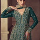 Rajwada Dark Green Chinon Embellished Semi Stitched Kurta Set For Women