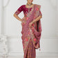 Rajwada Mauve Viscose Silk Embroidered Saree For Women