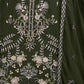 Rajwada Dark Olive Georgette Embroidered Semi-Sitched Kurta Set For Women