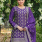 Rajwada Purple Chinon Embroidered Stitched Kurta Set For Women