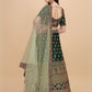 Rajwada Green Satin Silk Embroidered Semi-Stitched Lehenga For Women