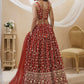Rajwada Red Georgette Embroidered Semi-Stitched Lehenga For Women