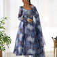 Rajwada Navy Blue Organza Silk Floral Digital Print Stitched Kurta Set For Women