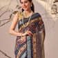 Rajwada Yellow Linen Cotton Printed Saree For Women