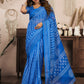 Rajwada Blue Cotton Linen Zari Work Saree For Women