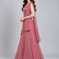 Light Pink Net Embroidered Lehenga