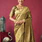 Rajwada Olive Green Organza Solid Saree For Women