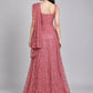 Light Pink Net Embroidered Lehenga