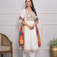 Rajwada White Silk Blend Embroidered Stitched Kurta Set For Women