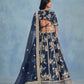 Rajwada Navy Blue Art Silk Embroidered Semi-Stitched lehenga For Women