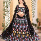 Rajwada Black Georgette Embroidered Semi-Stitched lehenga For Women