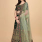 Rajwada Green Satin Silk Embroidered Semi-Stitched Lehenga For Women