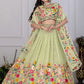 Rajwada Light Green Organza Embroidered Semi-Stitched lehenga For Women
