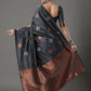 Rajwada Grey Silk Blend Woven Saree For Women