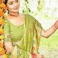 Rajwada Pista Green Silk Blend Printed Saree For Women