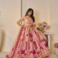Rajwada Peach Banarasi Silk Embroidered Semi-Stitched Lehenga For Women