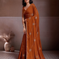 Rajwada Rust Orange Silk Blend Embroidered Saree For Women
