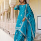 Rajwada Sky Blue Chiffon Embroidered Stitched Kurta Set For Women