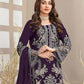 Rajwada Purple Georgette Embroidered Semi-Sitched Kurta Set For Women