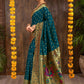 Rajwada Deep Teal Green Silk Blend Woven Pithani Saree For Women
