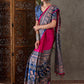 Rajwada Pink And Blue Silk Blend Printed Elegant Saree For Women