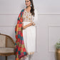 Rajwada White Silk Blend Embroidered Stitched Kurta Set For Women