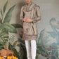 Rajwada Ivory Viscose Silk Embroidered Stitched Kurta For Men