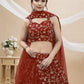 Rajwada Red Georgette Embroidered Semi-Stitched Lehenga For Women