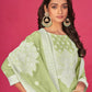 Rajwada Light Green Organza Embroidered Semi-Stitched Kurta Set For Women
