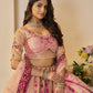 Rajwada Peach Banarasi Silk Embroidered Semi-Stitched Lehenga For Women