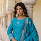Rajwada Sky Blue Chiffon Embroidered Stitched Kurta Set For Women