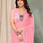 Rajwada Light pink Georgette Printed Saree For Women