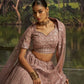 Rajwada Mauve Net Embellished Semi-Stitched Lehenga For Women