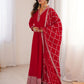 Rajwada Red Silk Blend Embellished Kurta Set For Women