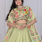 Rajwada Light Green Organza Embroidered Semi-Stitched lehenga For Women