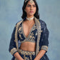 Rajwada Navy Blue Art Silk Embroidered Semi-Stitched lehenga For Women