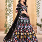 Rajwada Black Georgette Embroidered Semi-Stitched lehenga For Women