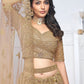 Rajwada Brown Soft Net Embellished Semi-Stitched Lehenga With Unstitched Blouse For Women