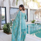Rajwada Sky Blue Silk Blend Embellished Stitched Kurta Set For Women