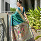 Rajwada Teal Blue Silk Blend Embroidered Saree For Women