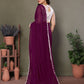 Rajwada Wine Banglori Lace Work Saree With Unstitched Blouse For Women