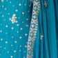 Rajwada Sky Blue Chiffon Embroidered Stitched Kurta Set For Women