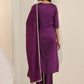 Rajwada Purple Viscose Chanderi Embriodered Stitched Kurta Set For Women