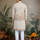 Rajwada Ivory Cotton Blend Embroidered Stitched Kurta For Men