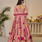 Rajwada Peach Banarasi Silk Embroidered Semi-Stitched Lehenga For Women