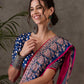 Rajwada Pink And Blue Silk Blend Printed Elegant Saree For Women